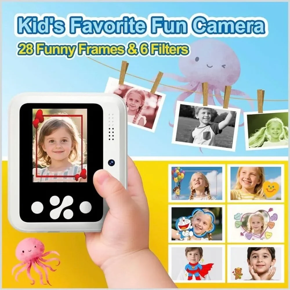 OTJ Kids Insta Print Dual Camera White Rainbow Instant Print Camera BNIB